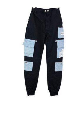 Maniere De Voir Cargo High Rise Joggers, Pockets, Cotton, Streetwear, US 2